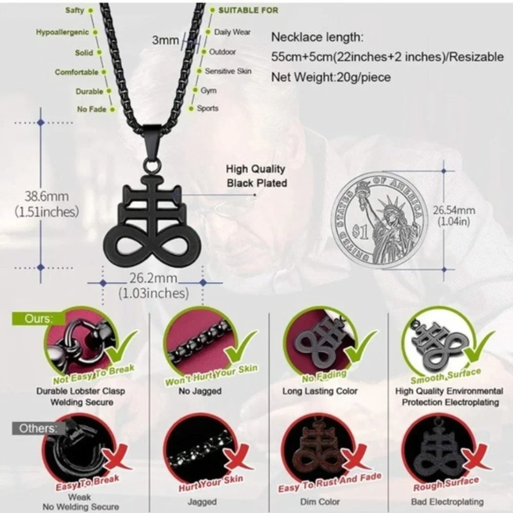 Satanic Cross Punk Necklace Men Women